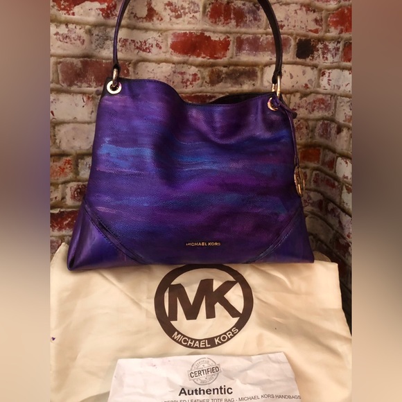 VINTAGE Michael Kors Metallic Mult Color Pebbled Leather Shoulder Bag Tote Purse - Picture 2 of 16